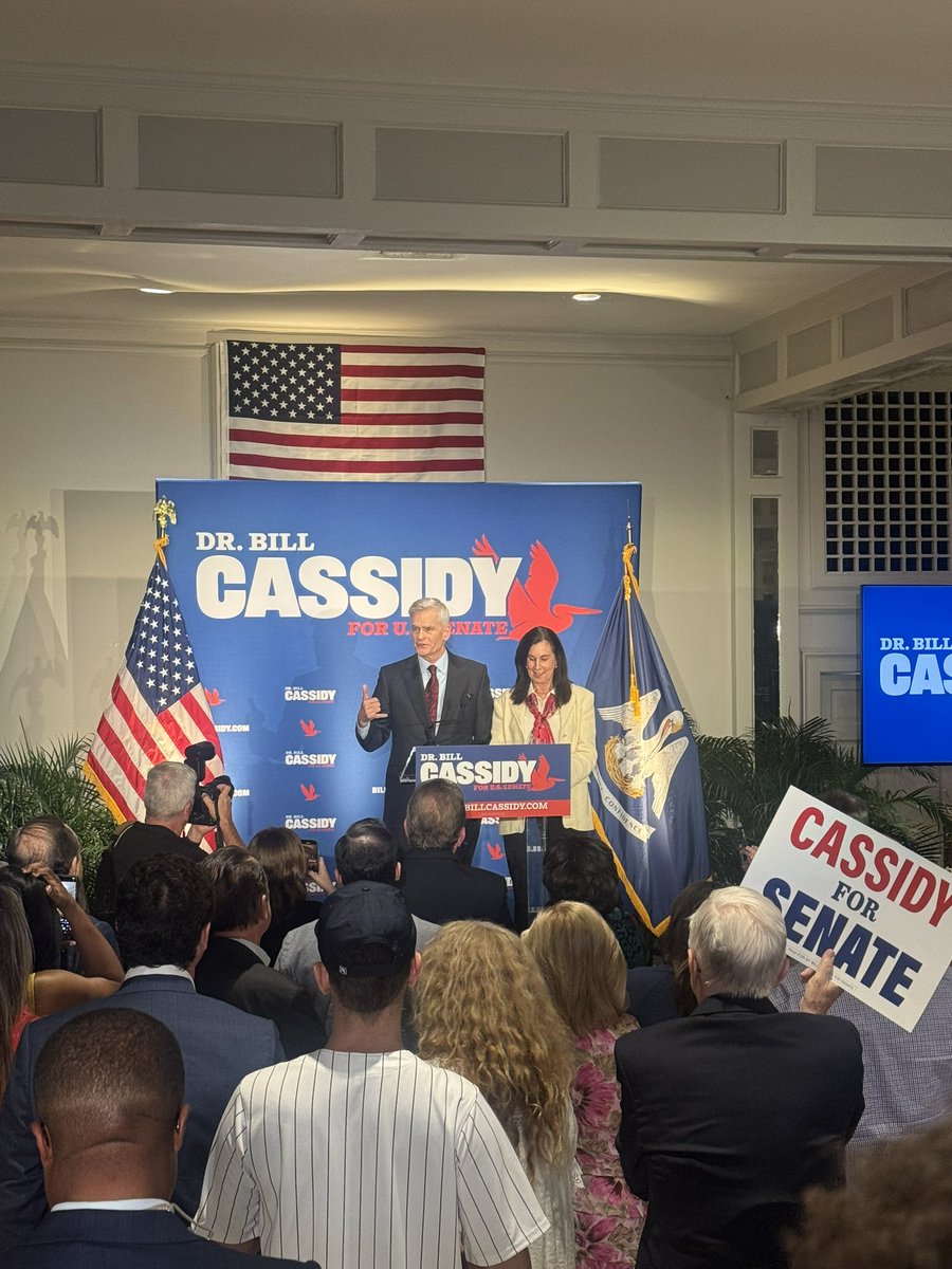 mychaelschnell's tweet photo. NEWS: Sen. Bill Cassidy says he called Julia Letlow and John Fleming to congratulate them on tonight’s results.

“This was not the result that I necessarily wanted, but I feel great,” he tells the room of supporters in Baton Rouge. https://t.co/CJbcQ6sgaK