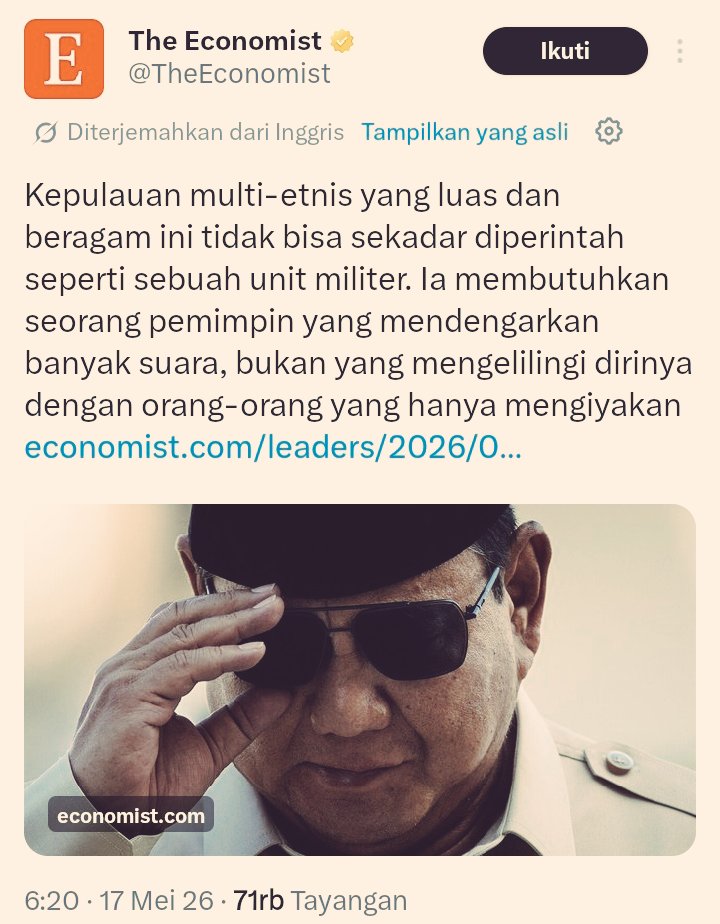 FaiNomady's tweet photo. Prabowo merasa bisa memerintah Indonesia dengan gaya kaku, gaya komando, otoriter ala militer.
Percaya hanya pada laporan bawahannya tanpa perlu cek ricek.

Kekecewaan semakin meluas yang berakibat pada kebencian publik pada sosok Prabowo & rezim.

Tinggal tunggu waktu. 🔥💥

https://t.co/mwQAF69oQW