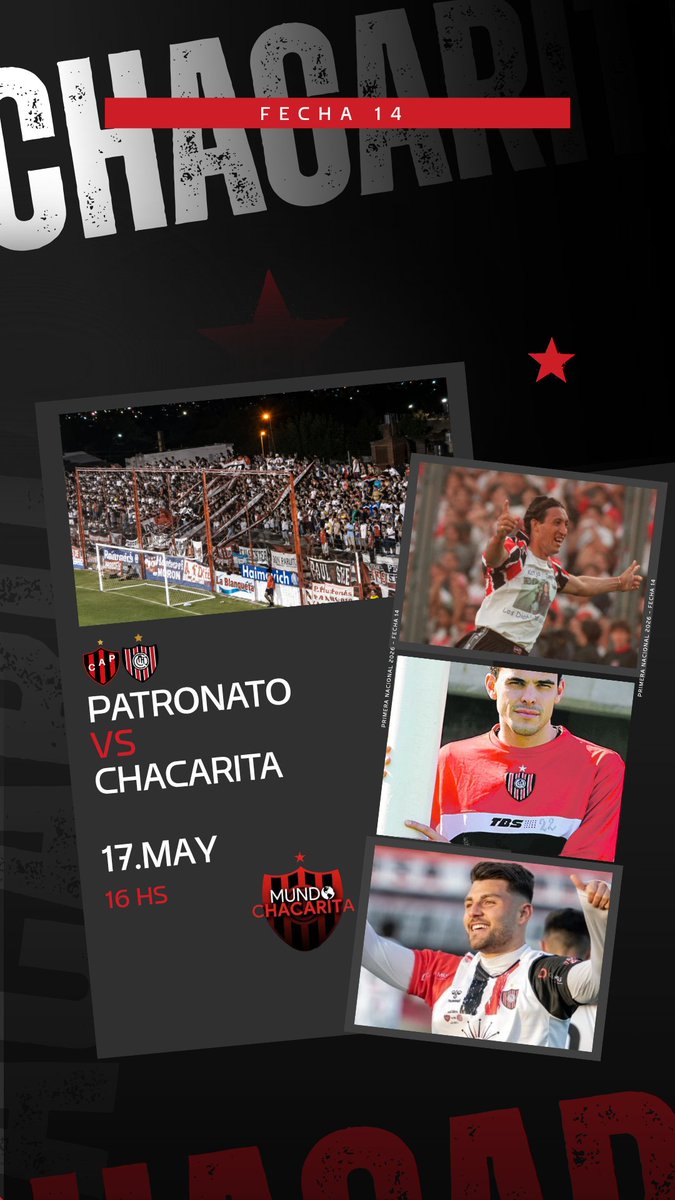 MundoChaca's tweet photo. #HoyJuegaChaca

🆚️ Patronato
⌚️ 16 hs
🏟 Presbítero Bartolome Grella 
👨‍⚖️ Felipe Viola 
📻 FM 101.9 @Sol_de_Octubre , FM 103.9 @NdRradio y FM 104.9 @radiomas1049ok 
💻 Facebook Live: Mundo Chacarita 

🔙 ¿Reconoces a los jugadores que vistieron ambas camisetas? https://t.co/isDsaEwbiz