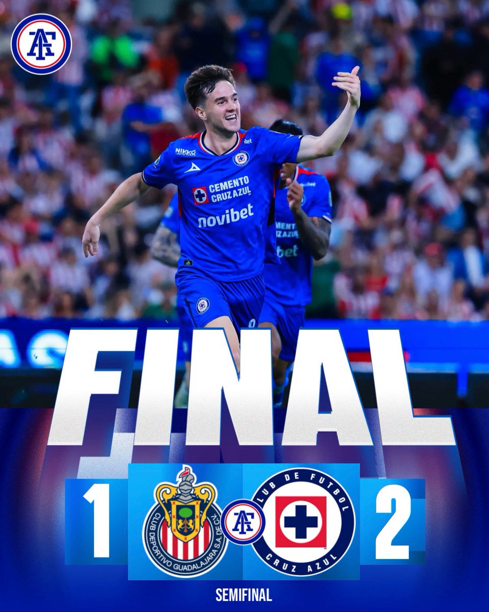 SoyFanAzul's tweet photo. ¡¡LO GANÓ LA MÁQUINAAAAA!! 🔵🏆
¡¡LO GANÓ LA MÁQUINAAAAA!! 🔵🏆

Cruz Azul se impone a las Chivas en el Jalisco con goles de Jeremy Márquez y Agustín Palavecino para consumar la clasificación a la gran final del Clausura 2026 de la Liga MX.

¡¡VAMOS POR LA DÉCIMA!! 💙🏆 https://t.co/9ncwK4gFu8