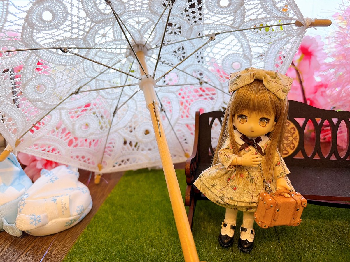 週末値下げ EMMA♡製 ドール用ひつじカチューシャ白 試着のみ アイドールで手に入れたものその3 ステキな柄のワンピース リボンつき