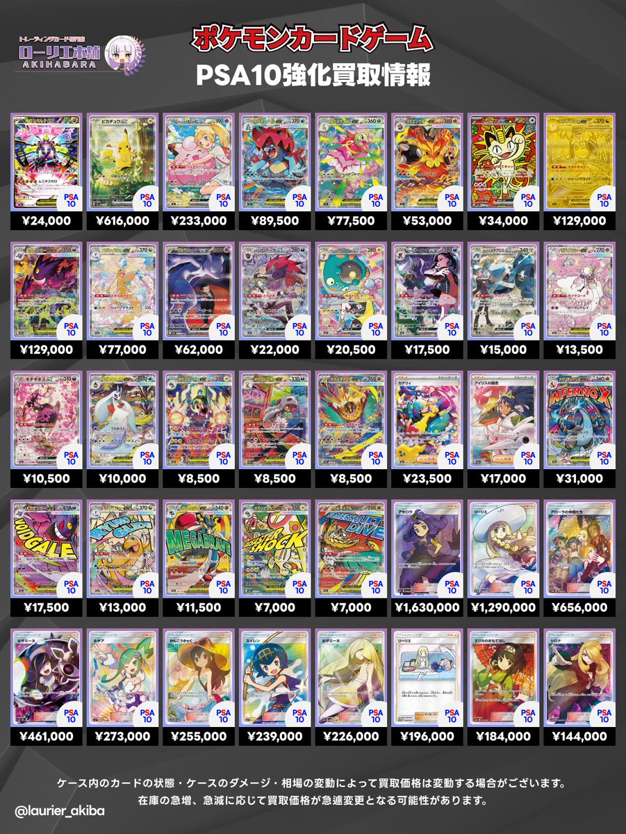 5/17(日)ポケカ強化買取表①📣 🟣ローリエ本舗 AKIHABARA店🟣 🔻買取表