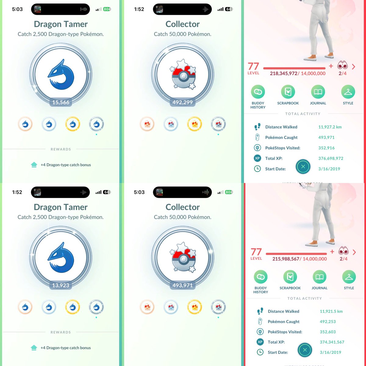 Toniislg's tweet photo. 2,357,405 XP NO LUCKY EGG
1672 CATCHES
1643 DEINOS 
61 SHINYS 
1 HUNDO 💯 
&amp; cool Megaevolution Bonus 
#PokemonGo #PokemonGoApp #PokemonGoFriends https://t.co/454KcqpWw5
