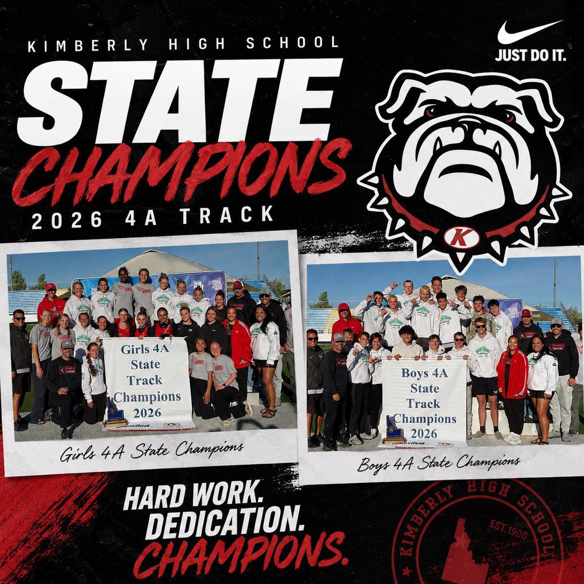 KimberlyDogsFB's tweet photo. Congratulations to our Track Program for sweeping the 4A State Championships! @IDHSAA https://t.co/YVV92B6xtr