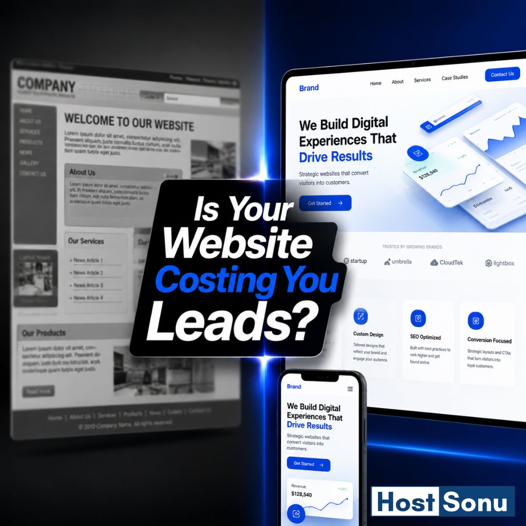 hostsonu's tweet photo. Is your website driving sales or scaring customers away?

Most visitors decide within 3 seconds if they trust your brand based on design alone. At Host Sonu, we help businesses transform outdated layouts into high-converting digital experiences.

https://t.co/rfI8AXDXSo https://t.co/wUoHDzkN0Q