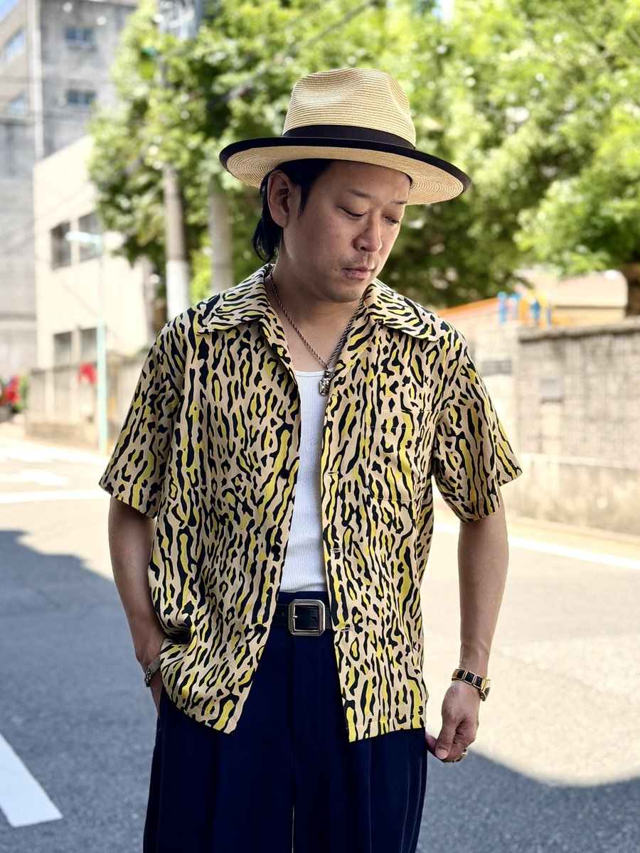 Restock】 ・S/S Open Shirt “VINCENT'S LEO” Rayon:100% Size:36,38