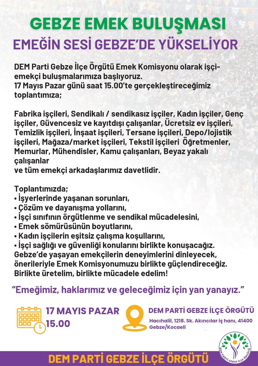 GebzeHdp's tweet photo. Bugün saat 15.00'te https://t.co/1KHEXsqsOi