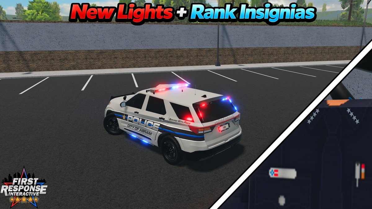FRI_RBLX's tweet photo. 🚔 National Law Enforcement Week (Part 2/2) is officially live in Walworth County! 🚨

• Brand new LEO vehicle lighting options &amp; modules 🚨
• Overhauled arrest system (bug fixes) 🛠️
• Rank insignias🎖️

Hop in-game now: https://t.co/pYaN2d1Mg3 https://t.co/jxZmGbPQYo