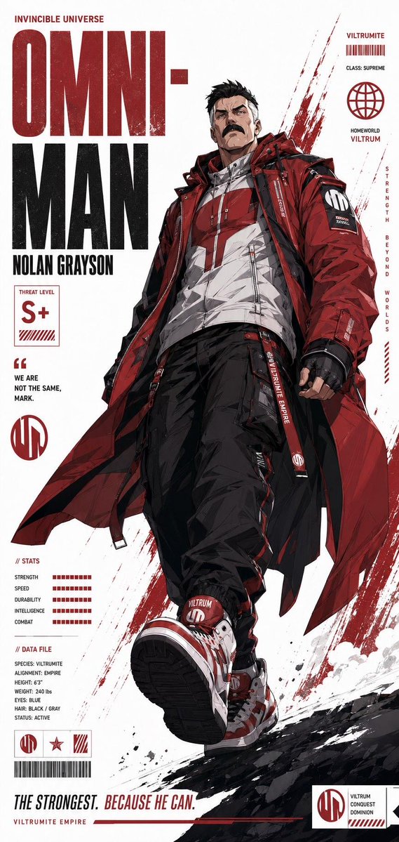 Taaruk_'s tweet photo. GPT IMAGE 2 ON CHATGPT 

Prompt:
Ultra-detailed futuristic anime character poster inspired by modern superhero universes, full-body dynamic pose, streetwear-techwear fusion outfit, oversized tactical jacket with layered straps, futuristic sneakers, glowing emblem details, sharp anime facial features, cinematic low-angle perspective, bold graphic design layout, white minimalist background with paint splashes and typography, character dossier aesthetic, manga + cyberpunk fusion, luxury fashion editorial energy, highly detailed fabric folds, glossy textures, UI elements, stat bars, symbols, barcode graphics, bold vertical typography, comic-book inspired composition, energetic color palette matching the character theme, clean poster aesthetic, dramatic cel-shading, high contrast lighting, futuristic urban fashion, anime key visual style, trending Pixiv + ArtStation aesthetic, ultra sharp linework, dynamic movement, modern shonen anime style, premium collectible poster design, 8k masterpiece.

For Red/Black “Omni-Man” style:Dominant colors red, black, white, dark crimson accents, intimidating aura, mature masculine character, tactical trench coat, powerful villain energy, elite empire aesthetic, bold aggressive typography, destructive brush strokes, supreme being vibe, military-techwear fusion, cinematic intimidation pose.

For Yellow/Blue “Invincible” style:Bright yellow and electric blue palette, youthful heroic energy, headphones, relaxed confident pose, futuristic varsity-techwear outfit, optimistic protector vibe, clean sporty streetwear, modern anime protagonist aesthetic, energetic paint splashes, heroic fashion editorial style.

For Pink “Eve” style:Soft pink and white palette, floating energy constructs around hands, magical-techwear fashion, oversized cropped jacket, cute futuristic sneakers, elegant anime girl aesthetic, glowing particle effects, compassionate hero vibe, stylish cyber magical girl fusion, soft lighting with glossy pink energy rings.