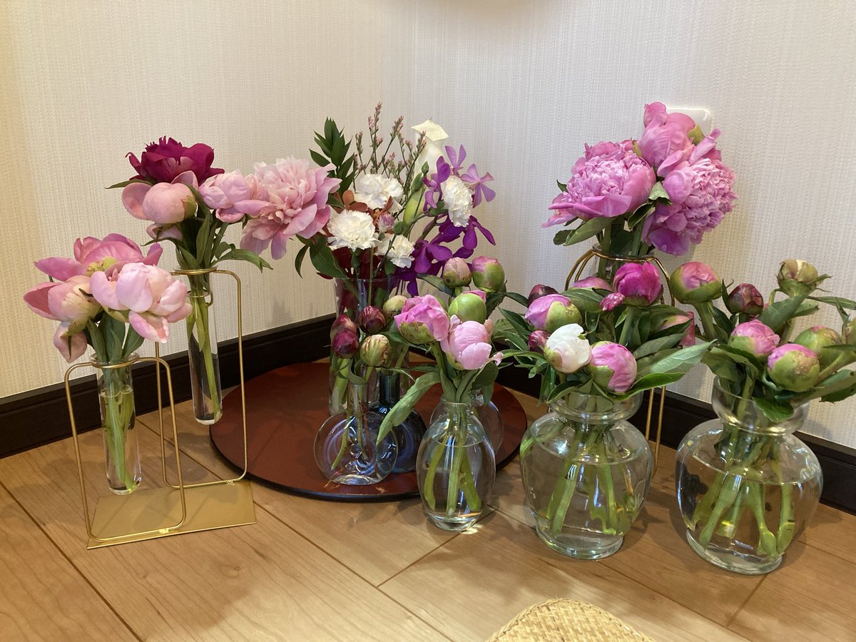 _nonosama_'s tweet photo. 芍薬祭り開催中🥰

今シーズンこれで最後と思いつつ見かけたら買うを繰り返しておりましたがほんとにこれで最後🤭…のはずw

これだけ纏めて購入したのはさすがに初めて…寝室にもまだあと10本くらいはおられます😂

午後からはお花眺めながらトルコリラ🇹🇷の試算しよっと〜お花代稼がねば😎💸 https://t.co/4Erh85Lfn1