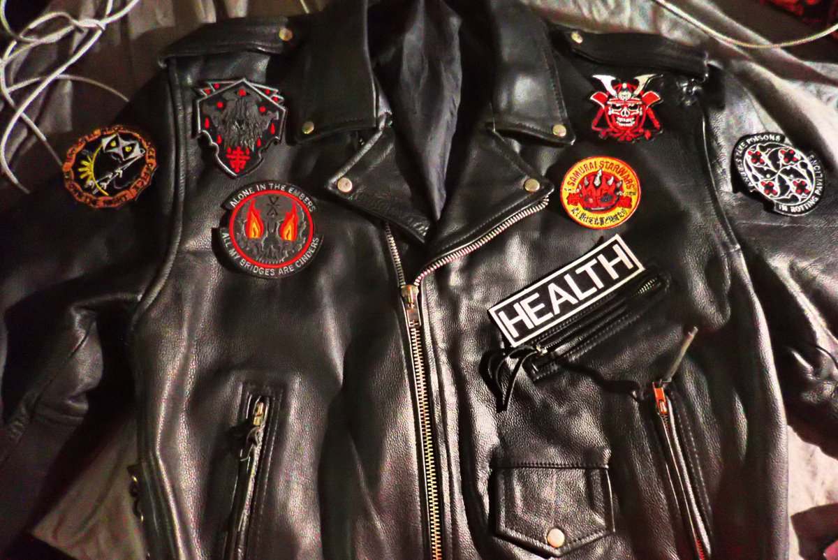 MattyEricLynch's tweet photo. WINNER!!!!!!!! FINALLY GOT THAT FINAL LAYOUT RIGHT for my next #DIY biker jacket! This is the one!! #goth #punk #patchgame https://t.co/YpV2chKeR6
