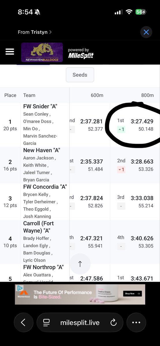 MinOo2x's tweet photo. School Season Opener at the New Haven Invite indoor meet at Purdue. Anchored the 4x400m with a 50.1 split chasing teams down on the last leg. Nothing like that first meet energy. Love competing with my brothers. Thank you to my coaches and everyone who supported me @MSHeartland_ https://t.co/81JmEVpHCb