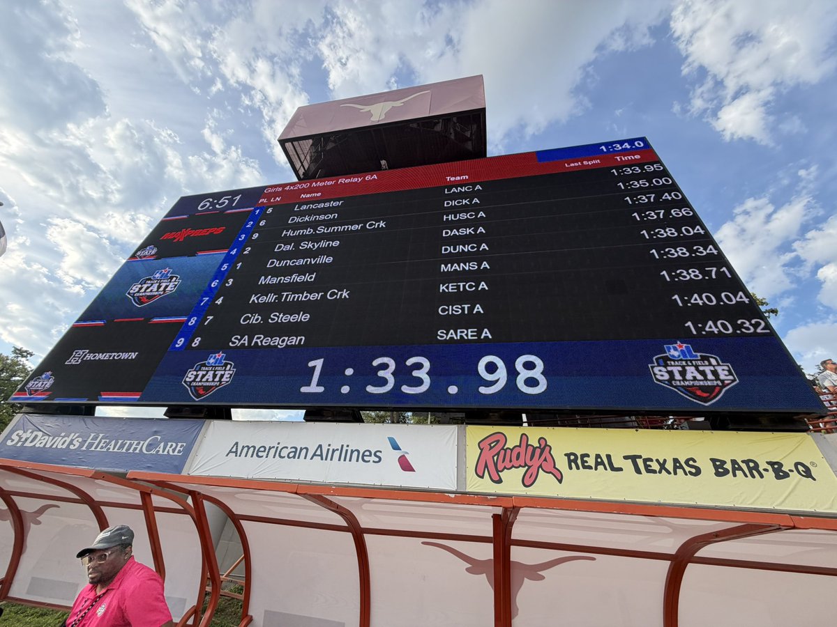 DickinsonISD's tweet photo. STATE RUNNER-UP 🏆🐊

Congratulations to @DHS_TrackField on an incredible day at the UIL State Meet in Austin!

🏆 4x200 Relay: 2nd place, 1:35.00
⭐ 4x100 Relay: 5th place, 45.99

The Lady Gators earned a state runner-up finish and a top-five finish among the best in Texas. Way to represent Dickinson! 

#GatorPride