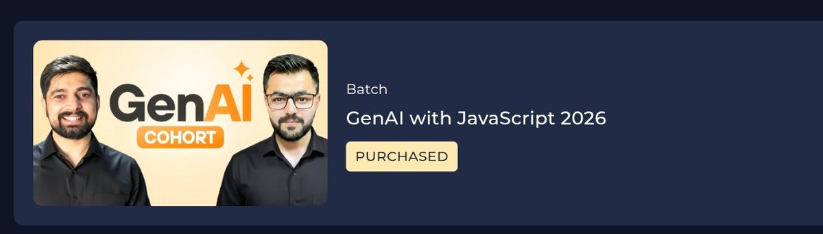 LifeInFlex's tweet photo. GenAi with JS purchased let's get into the Ai ecosystem after web dev and mobile dev 😁❤️🫶🏻 #chaicode https://t.co/7hrgOmr5AF
