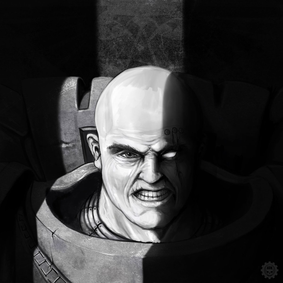40K_Gallery's tweet photo. Well I think I'm going to call this one done, I think if I keep messing around with it it will just ruin it. Overall I'm happy with the lighting effect but still not right, the perspective is off and just couldn't get it right. Hope you like it. #warhammer40k #artist #spacemarine https://t.co/qy6hJOoKes