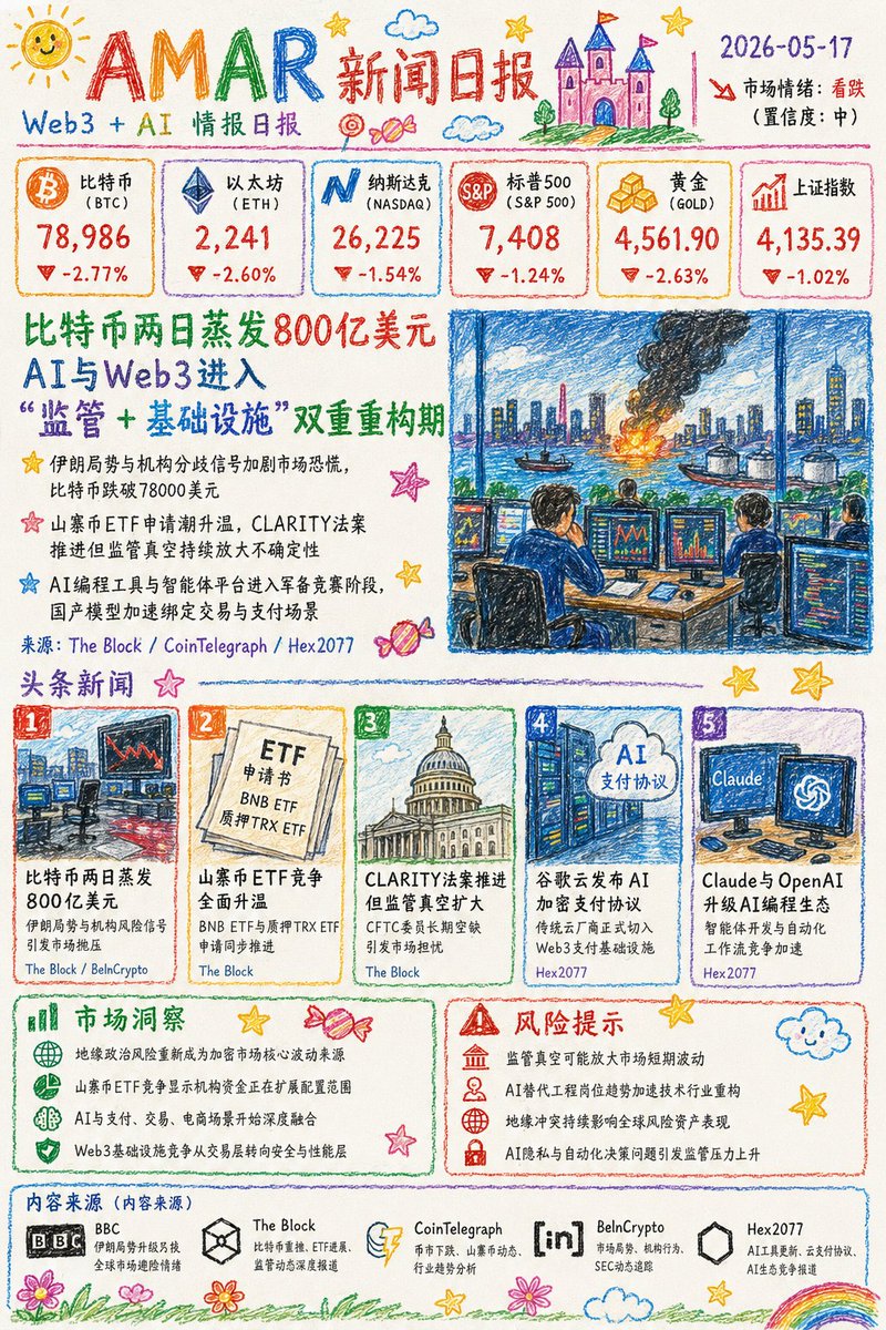 zaczacoooo's tweet photo. Web3+AI 每日情报简报 2026-05-17 https://t.co/Hm0VZGcDUZ