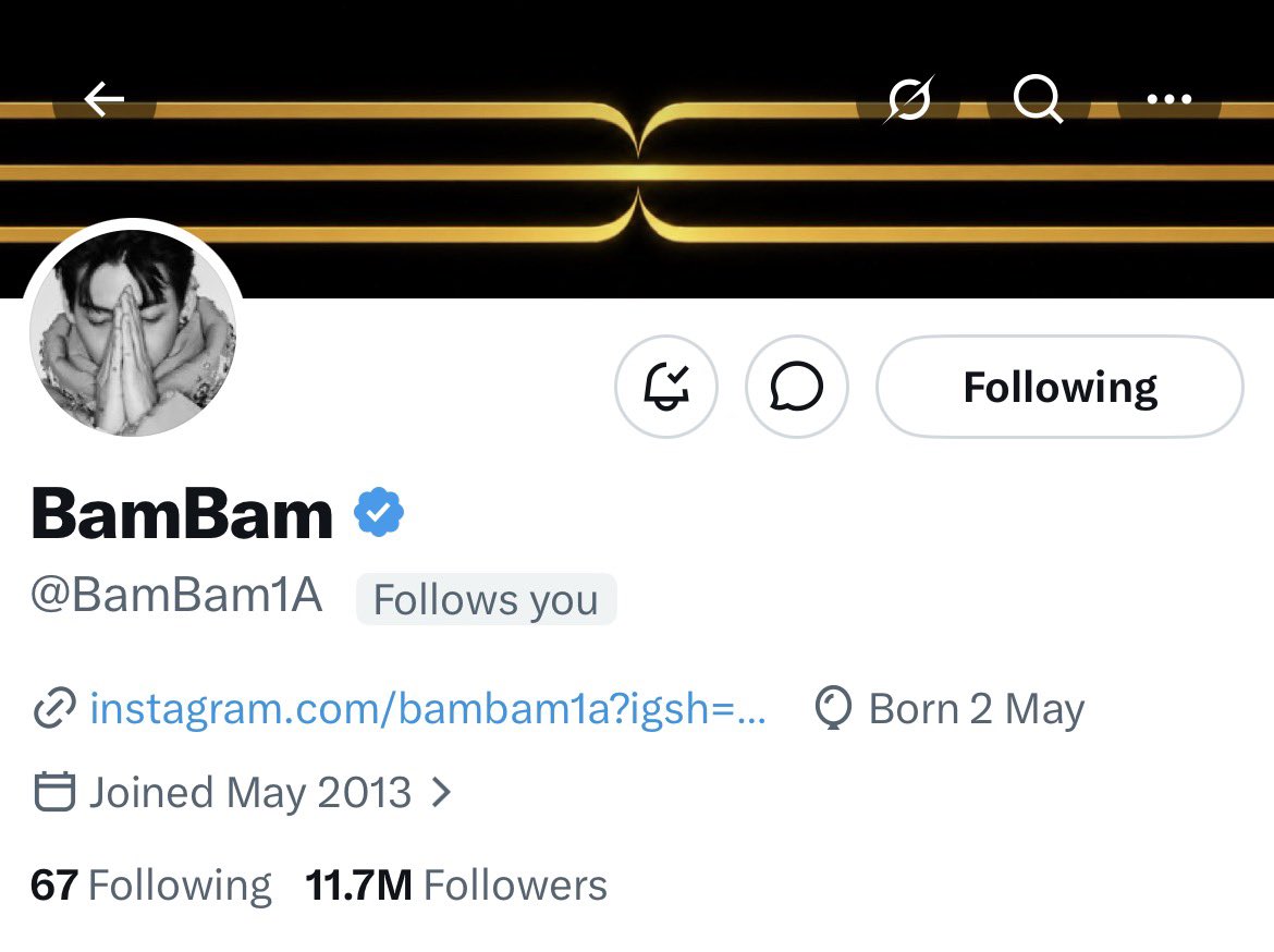 BamBamBooster's tweet photo. 260517 | BamBam’s X UPDATE COVER PHOTO 

BamBam เปลี่ยนภาพปกบน X เป็นภาพโลโก้ ∋∈ สีใหม่ สีเหลืองทองค่ะ 

#BamBam #뱀뱀 @BamBam1A 
@BAMBAMxBAMMIE https://t.co/pZsYN2BsqY