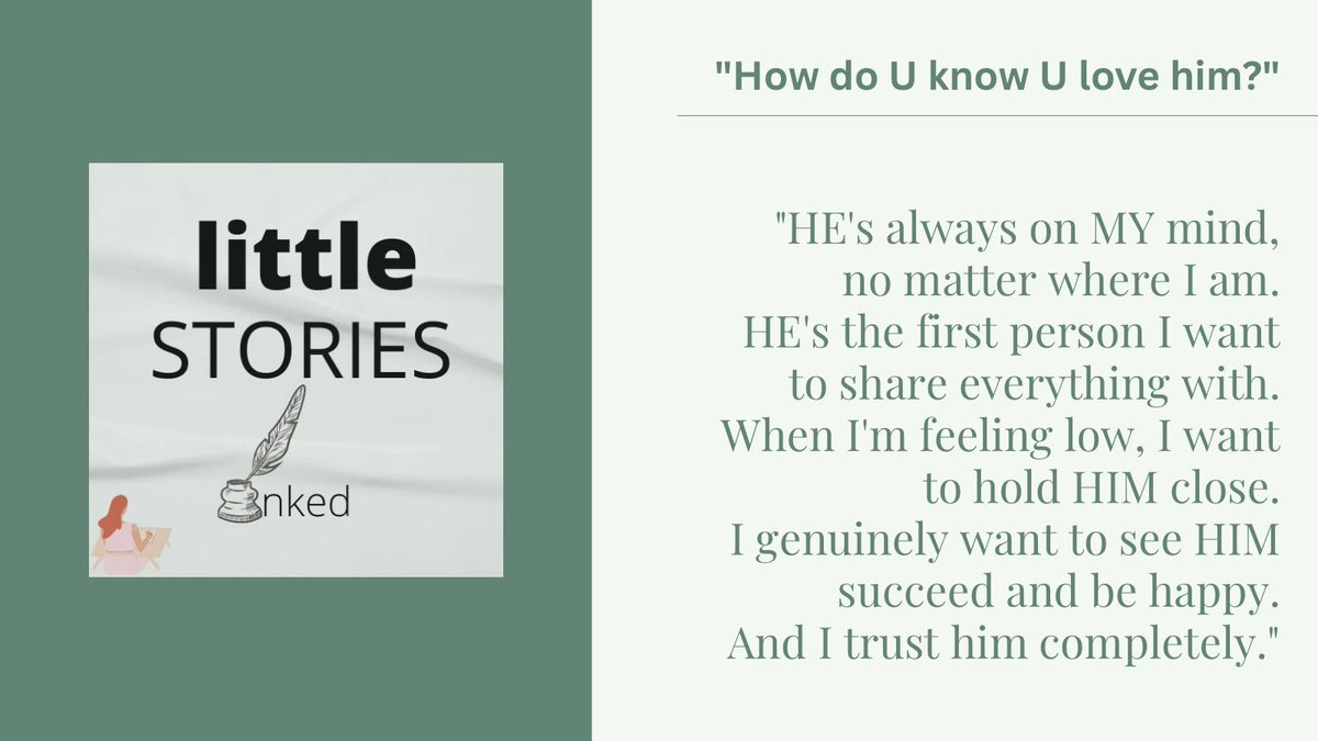 littleST_inked's tweet photo. "How do U know U love him?"
#littleSTORIESinked #love #lovehim #always #mind #nomatter #first #person #share #everything #feeling #low #close #genuinely #succeed #happy #trust #completely https://t.co/VxCjCj0Hbq