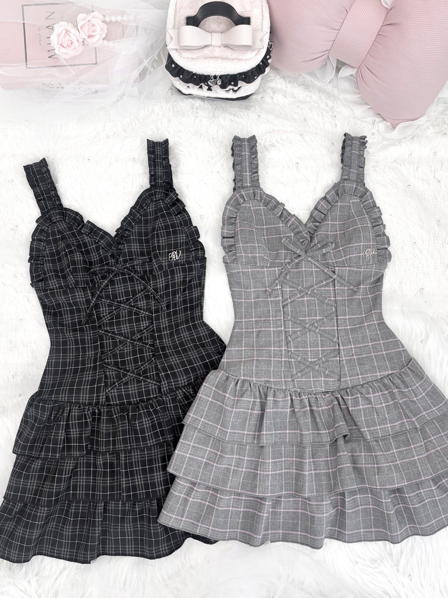 ┈ ♡︎ 𝑵𝒐𝒘 𝑨𝒗𝒂𝒊𝒍𝒂𝒃𝒍𝒆 ♡︎ ┈ Check Lace-Up Frill Cami