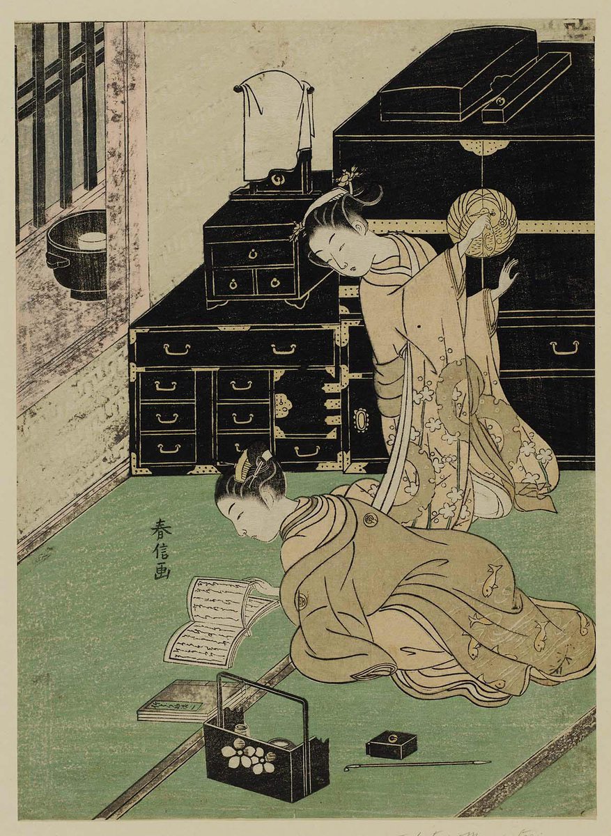Suzuki Harunobu (鈴木春信, 1725-1770) Two Women by a Lacquer