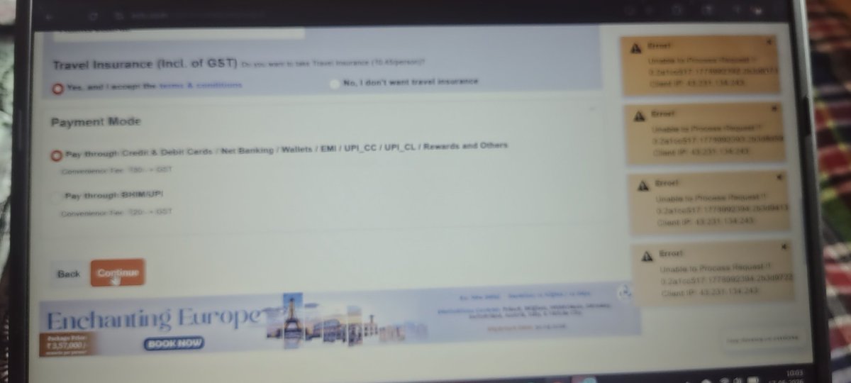 mauryam877's tweet photo. @IRCTCofficial while booking tatkal ticket getting error but agent login in front of me and he didn't find any difficulty to find the ticket. This is the scan which IRCTC doing with us. They just don't allow normal user book tatkal ticket. https://t.co/aljo9EfJ3F