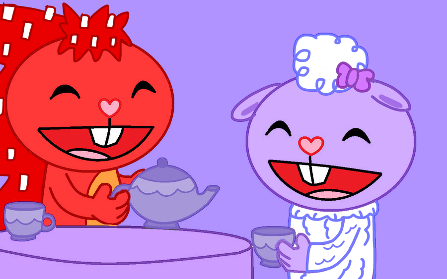 Flaky having a tea party with lammy art, happy tree friends #htf # ...