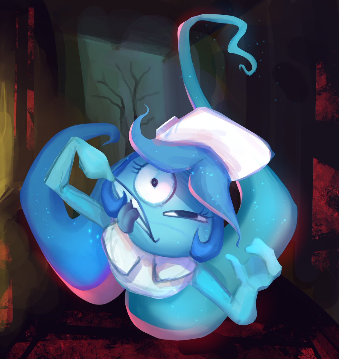 Scrapdon_Saurus's tweet photo. Is that…  a  g-g-g-GHOST???  EEK!  
#dandysworldfanarts #dandysworldconnie #dandysworld https://t.co/8SVtLkRMdh