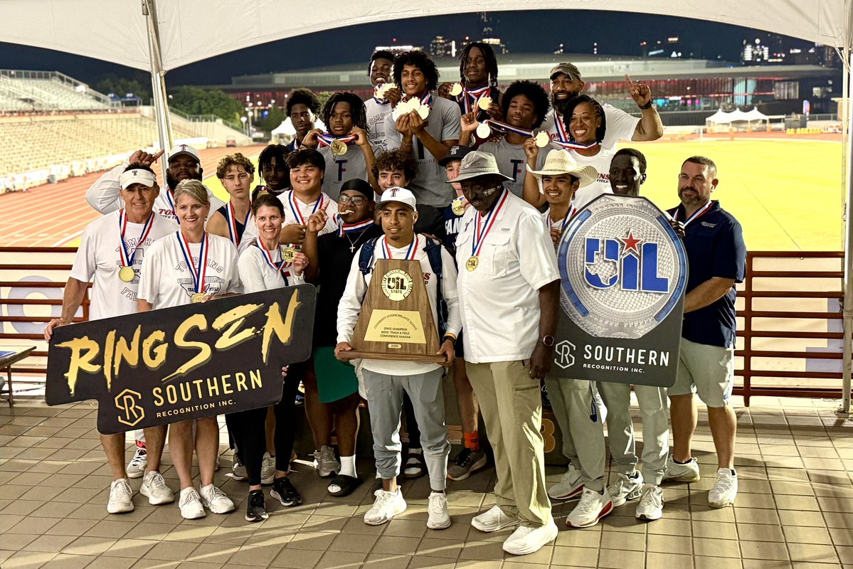 vypehouston's tweet photo. Led by head coach Anthony Escamilla, the Tompkins boys track &amp; field program soars to its first UIL State Championship🏆

H-Town, help us congratulate @Tompkins_TF !!!💯

6A Boys Final Team Standings
🥇 Tompkins - 47 points
🥈 Byron Nelson - 27 
🥉 Shadow Creek - 24 

#UILState https://t.co/wHYsk6dhqQ
