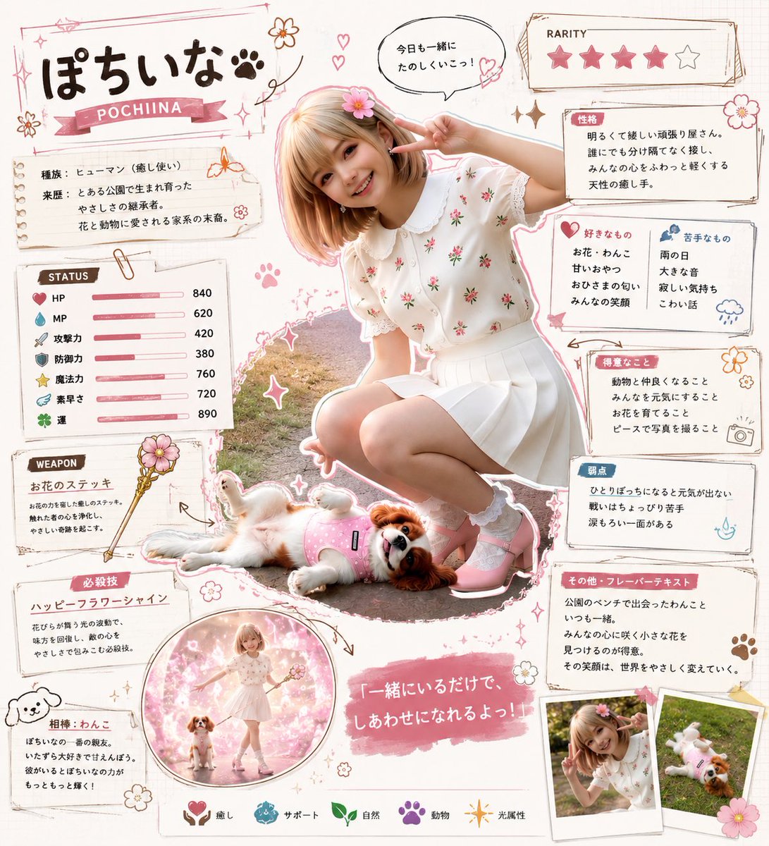 Kawaii RPG Character Profile Sheet