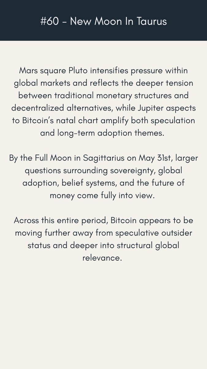 bitcoinzodiac's tweet photo. 🌑 New Moon in Taurus 

https://t.co/uhUgLpUpwJ https://t.co/JiBVXhdXRW