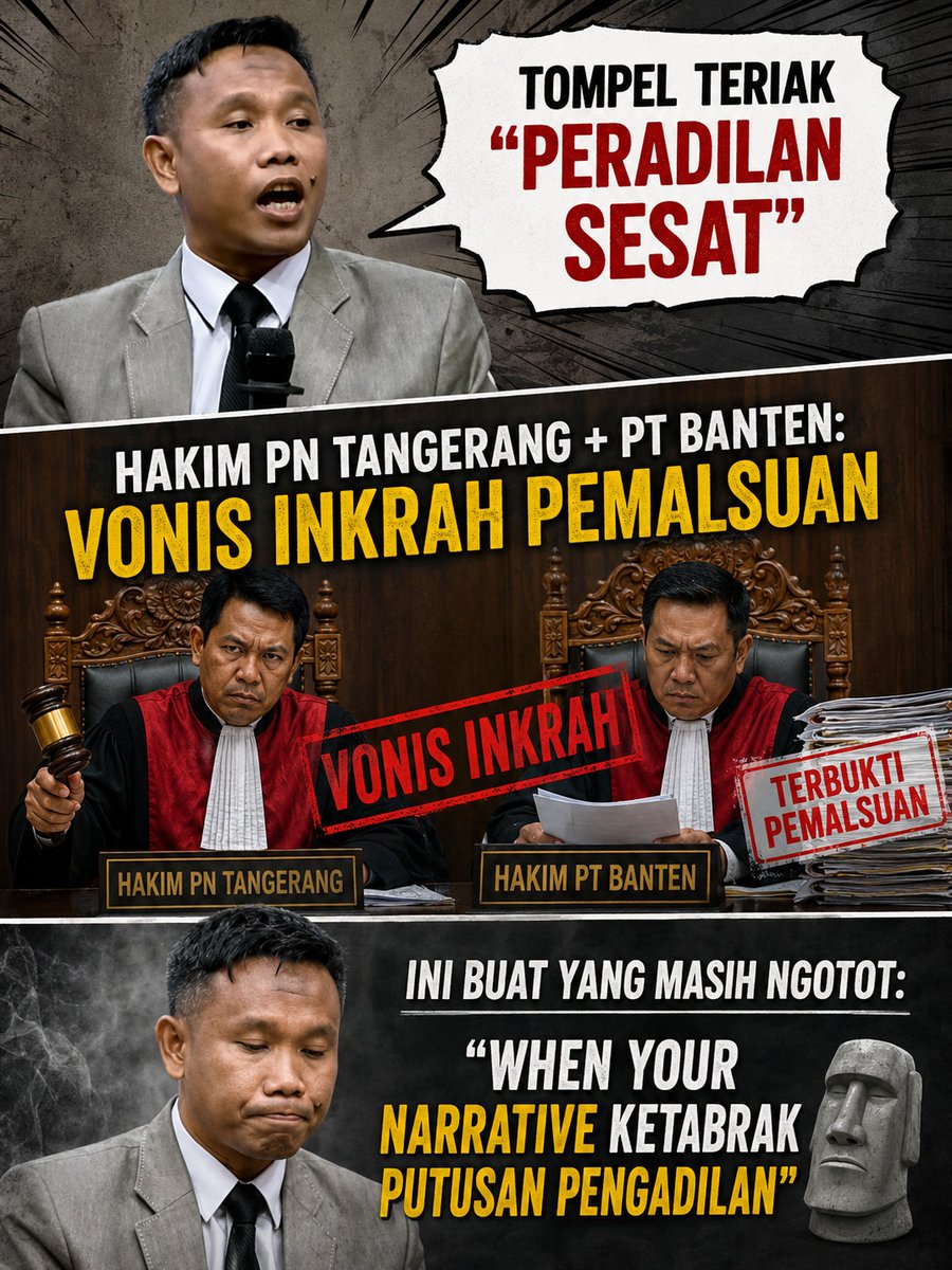 Febriant190's tweet photo. Si Tompel ini cuma jual narasi provokatif dan menggiring opini seolah paling benar, padahal fakta hukum berkata lain. Sementara PIK 2 nyata membawa pembangunan, investasi, dan peluang ekonomi baru yang dirasakan masyarakat. https://t.co/X6ymdGoEGX