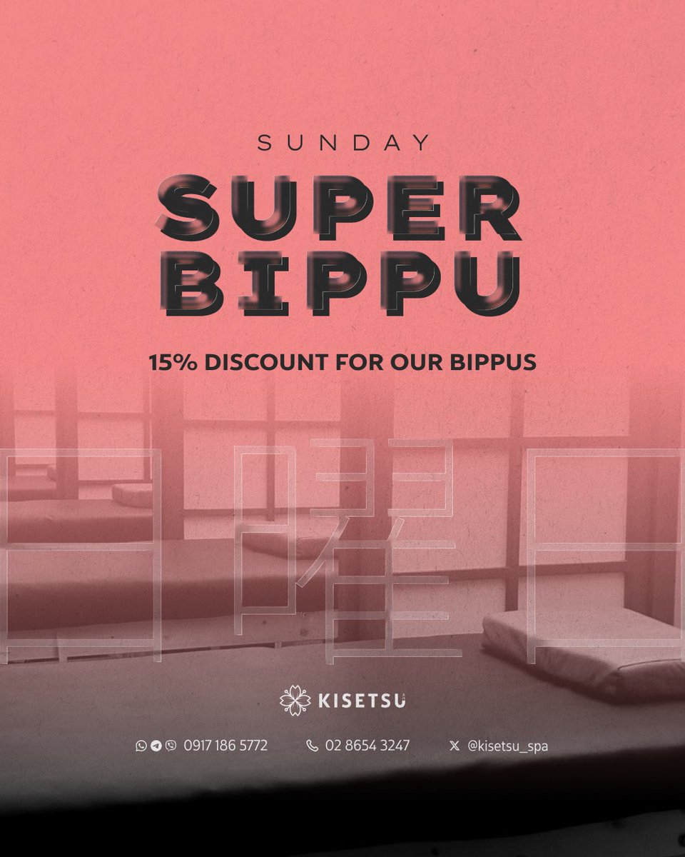 kisetsu_spa's tweet photo. Sundays = spa days 💆‍♀️ Bippu members now get 15% OFF all services every Sunday! More pampering, less spending. You deserve it. Ask us now how to become a Bippu member 💌

TG/Viber/Whatsapp: 0917 186 5772

#Kisetsu #KisetsuSpa #ItsKisetsuTime https://t.co/YUhH6jL30z