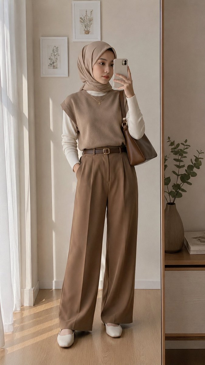 cleanlookdaily's tweet photo. outfit warna earth tone tuh emang beda auranya 😭🤎

simple banget tapi tetep keliatan rapi dan mahal. wide leg pants kayak gini juga bikin nyaman dipake seharian ✨

cocok buat ngantor, ngopi, atau sekedar jalan santai~ https://t.co/OPyqHU495s