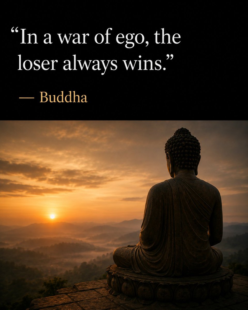 puretuts's tweet photo. Ego turns every disagreement into a battle.
Peace begins when someone decides winning is no longer the goal.
#Wisdom #InnerPeace #Mindfulness #Buddha #StoicMindset https://t.co/f1s0eR6VAs