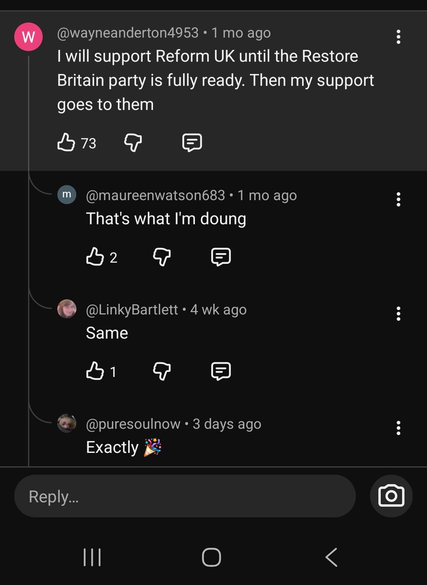 rijedaim's tweet photo. Saw this on YouTube comments to a video. Wonder how many think the same? Something for both parties to consider maybe? @reformparty_uk @Nigel_Farage @RestoreBritain_ @RupertLowe10 @TiceRichard @LeeAndersonMP_ https://t.co/mwrlhG4v51
