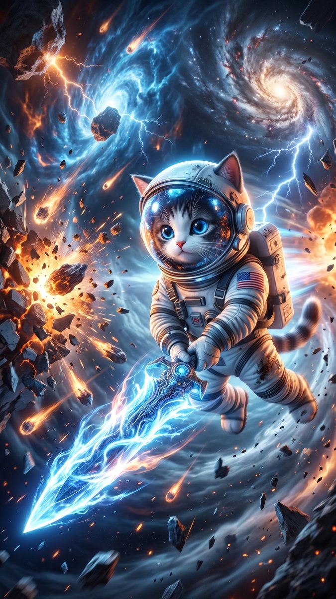 elonxcat's tweet photo. “Legends are not the ones who wait for the storm to pass…
they are the ones who carve their way through it.” ⚔️🌌⚡🐾
#ElonXCat #CosmicStorm #LegendMode #Fearless #EnergyBlade #EpicScene #SciFiArt #DigitalArt #ViralPost #NextLevel #SpaceHero ⚔️🌌🚀✨ https://t.co/EJrHVo4oUp
