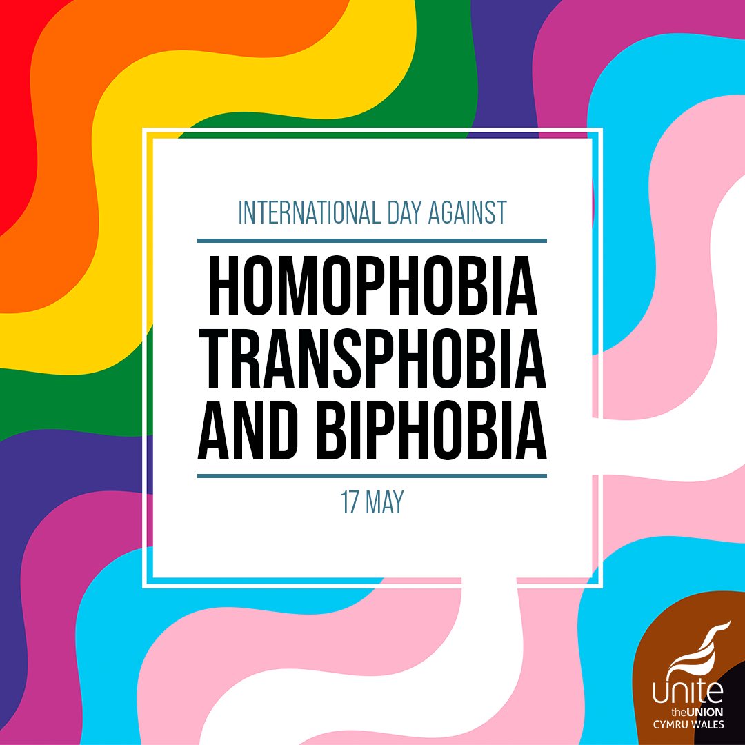 UniteWales's tweet photo. On #IDAHOBIT, Unite Wales stands with LGBT+ people. As hard‑won rights come under attack — including from a rising far right — we reaffirm our commitment to equality, dignity and human rights. 

We will always challenge hate and organise for justice and safety for all. https://t.co/O0A4AbpTAC