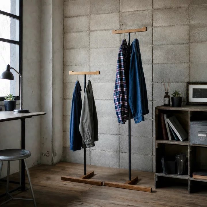 自分の家がオシャレなショップみたいになるハンガーラック。こういうの
