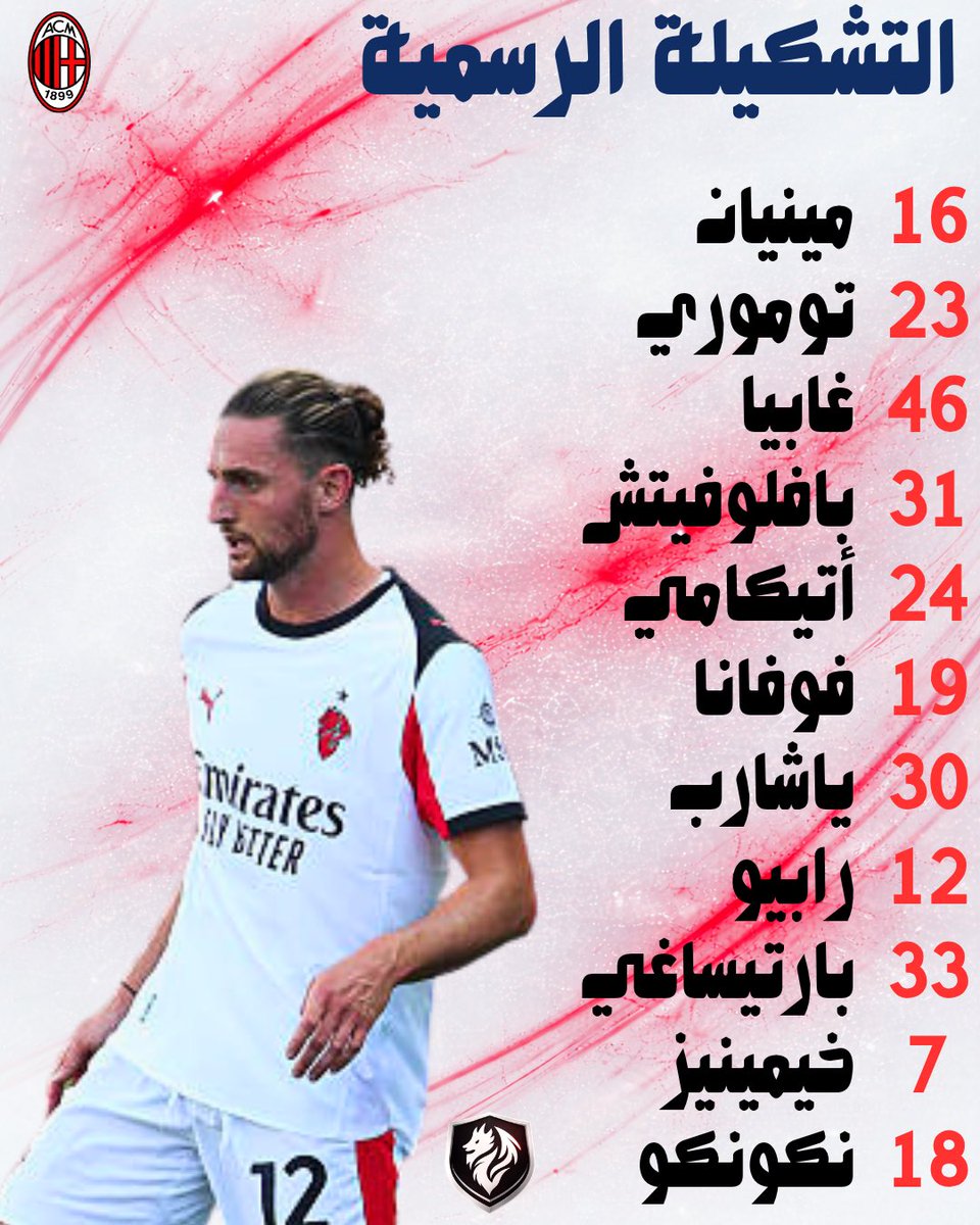 Rossoneri_ar's tweet photo. 🚨تشكيلة ميلان الرسمية أمام جنوى. https://t.co/ygZwva8KVS