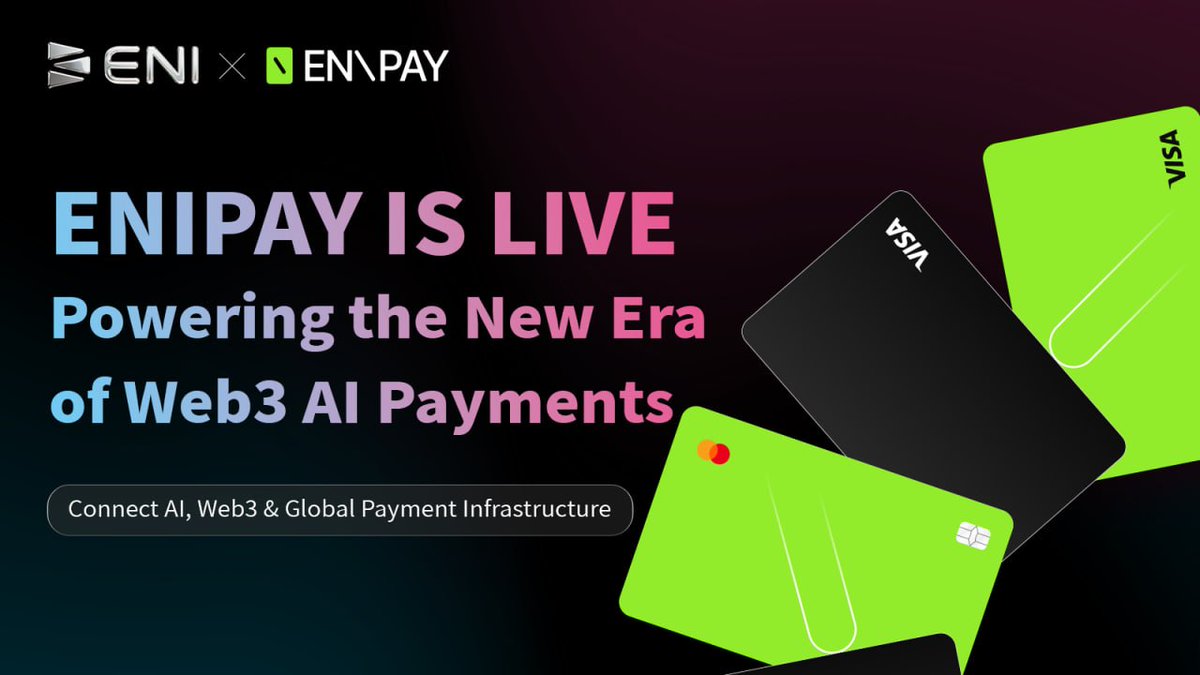 ENI__Official's tweet photo. 🚀 @ENIPAY_NET is officially LIVE!
Powered by ENI, ENIPAY connects AI, crypto, and global payment infrastructure.
Entering the new era of Web3 AI payments 🌐
Website: https://t.co/vglSSoygcV
#ENI #ENIPAY #Web3 #AI https://t.co/RAGqeNcnAY