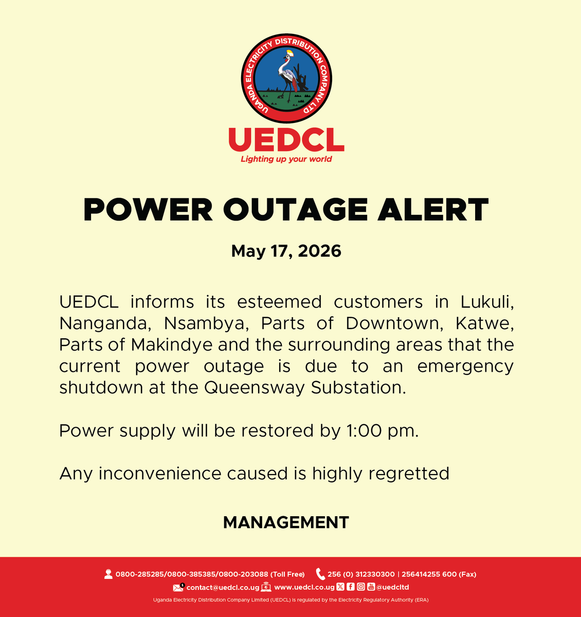 Uganda Electricity Distribution Company Ltd tweet media