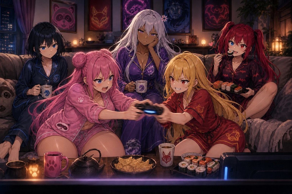 WaifuSpirit's tweet photo. Sisterhood 姉妹関係

#WaifuSpirit
#AnimeGirls
#AnimeArt
#OriginalCharacters
#OC
#Yokai
#Kitsune
#DragonGirl
#PajamaParty https://t.co/2QHdqaLlab