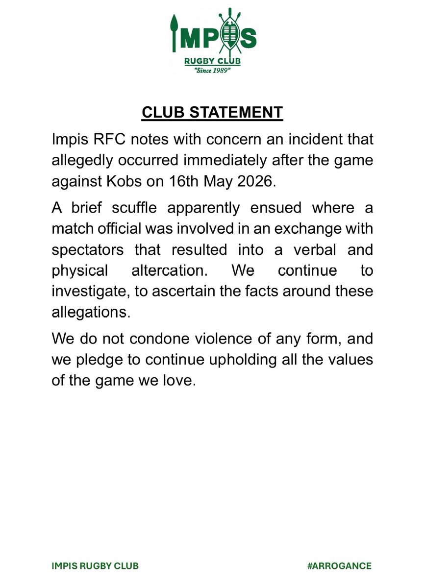 Impis Rugby Club tweet media
