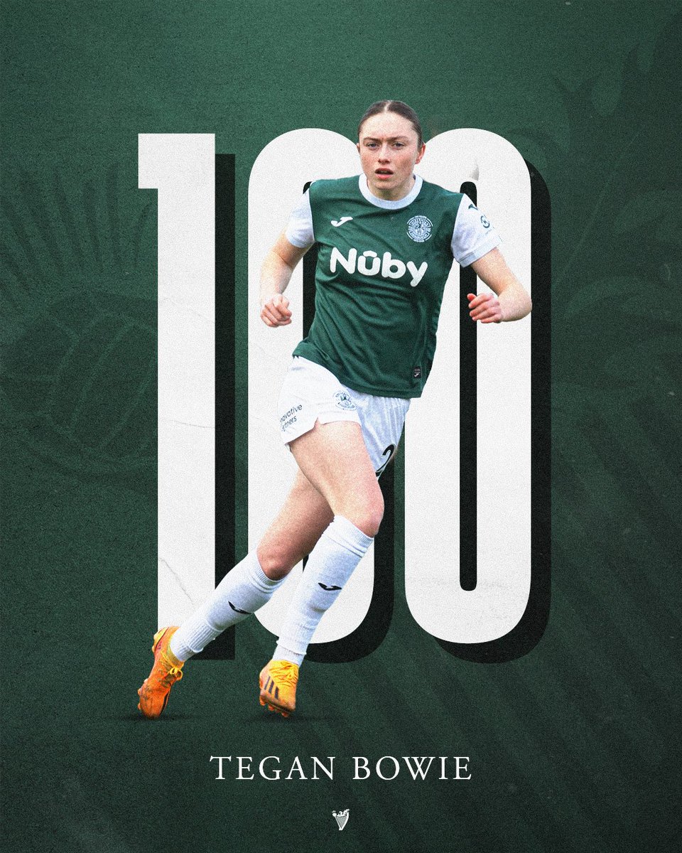 HibernianWomen's tweet photo. A fantastic milestone in green and white 💯

Huge congratulations on reaching 100 appearances for Hibernian, @TeganBowie! 💚 https://t.co/rSnQPxmFko