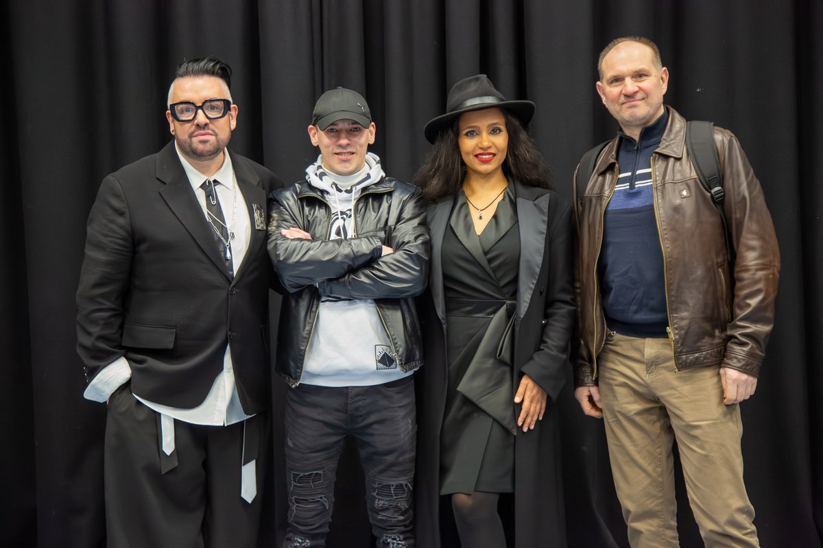 JahnaSebastian's tweet photo. Behind the scenes, Jahna Sebastian on 'Tumanniy Hill' talk show with Oleg Hill in March 2026 https://t.co/asrd0JoDPh