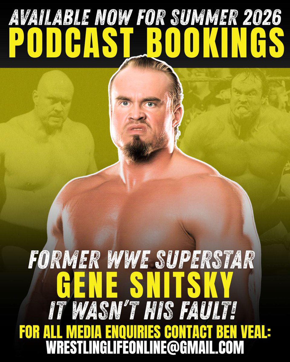 WRESLIFEONLINE's tweet photo. It wasn’t his fault! @BIGGENESNITSKY was one of the most iconic stars of the WWE Ruthless Aggression era — and now he’s ready to share his story on YOUR podcast! For rates and availability, contact @WRESLIFEONLINE. 
#wrestlingpodcast #snitsky #wwe https://t.co/HiNRqf5uTr