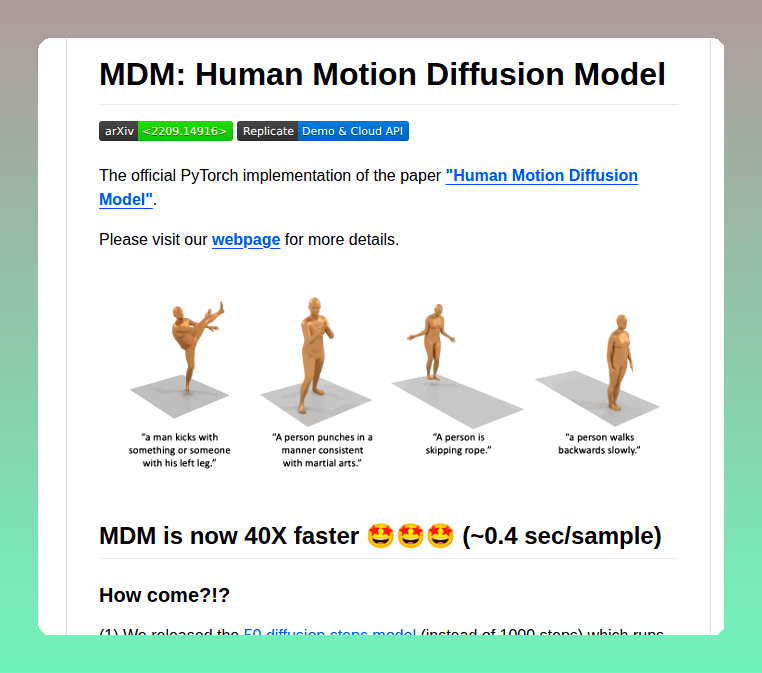 tom_doerr's tweet photo. Generates realistic human motion from text prompts

https://t.co/3J7oaYvz4M https://t.co/rmLyXucFRK