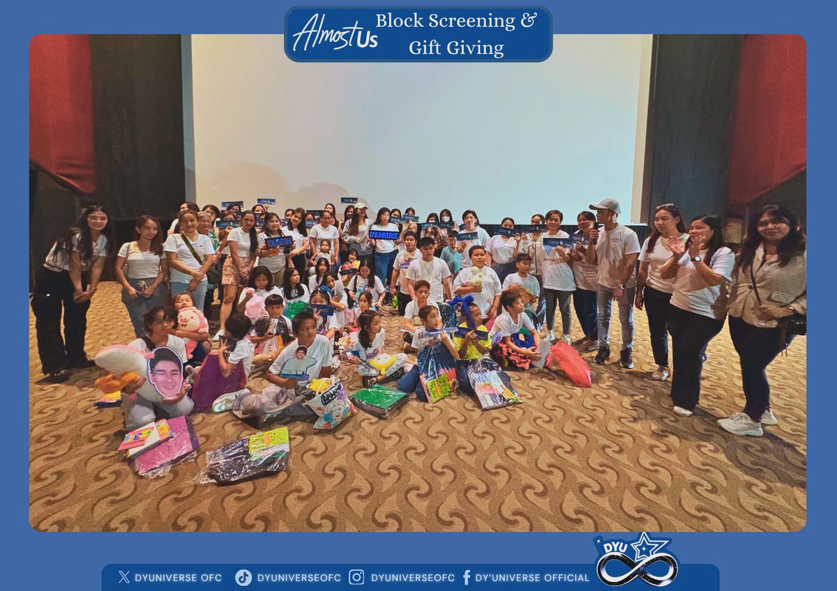 DYUniverseOFC's tweet photo. 𝐄𝐕𝐄𝐑𝐘 𝐂𝐇𝐈𝐋𝐃 𝐇𝐀𝐒 𝐀 𝐒𝐓𝐎𝐑𝐘 𝐓𝐎 𝐓𝐄𝐋𝐋

Today marks the successful launch of “Every Child Has A Story To Tell” — a special charity block screening of Almost Us in support of Dustin Yu as Kenzo.💙

Together with the children from Asociacion De Damas De Filipinas, this initiative became more than just a movie screening. It became a meaningful experience centered on storytelling, imagination, learning, and hope.

Inspired by the heart of Almost Us and the importance of stories in shaping dreams, we aimed to share with the kids the value of reading books and nurturing their creativity — reminding them that every child has a voice, a dream, and a story worth telling.

We sincerely thank Asociacion De Damas De Filipinas for allowing us to spend this beautiful day with the children. We hope that in our own little way, we were able to leave smiles, inspiration, and meaningful memories that they can carry through their journey in life.

A very special thank you as well to Ninang @YJoyieeeee  for supporting this campaign and helping us make this initiative possible.

And to our fellow SoliD fanbases — @DCharlesAngels , @PowerPapsYu , and @Papsination — thank you for being part of this memorable and purpose-driven day. Your support reflects the kind of community Dustin Yu continues to inspire: compassionate, united, and full of heart.

Supporting Dustin Yu goes beyond admiration — it also means embodying the kindness and sincerity that he inspires in all of us. Through projects like this, we hope to continue creating meaningful impact while proudly supporting him and his journey. 

Continue supporting and watching Almost Us in cinemas, now still showing! And may we always remember to share kindness, happiness, and hope — because the children of today are the future of our world. 💙

#DustinYu