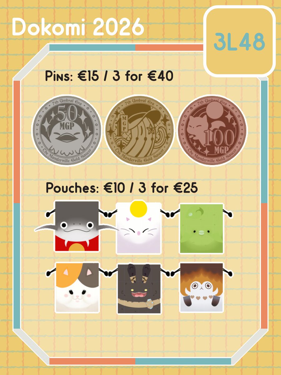 gyoGUTS's tweet photo. Hey hey! I'll be tabling at Dokomi this year for the first time! Have a peep at my catalogue if you'd like! RTs are appreciated! (1/2)

#dokomi2026 #artistsofdokomi2026 https://t.co/62y0CeWo5q