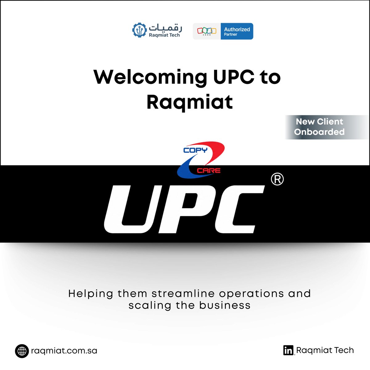 raqmiattech's tweet photo. نرحب بانضمام شركة UPC إلى رقميات تك.
جاهزون لتبسيط العمليات، وأتمتة سير العمل، ودعم نمو الأعمال بكفاءة 

Welcoming UPC to Raqmiat Tech.
Ready to streamline operations, automate workflows, and support scalable growth. https://t.co/ogrWiCFZ8u